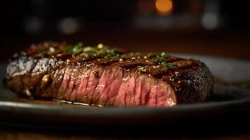 Flat Iron Steak is delicious food. AI Generated. photo