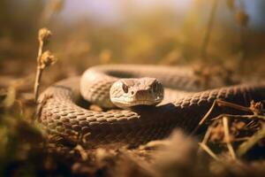 serpiente en naturaleza, nacional geografía, amplio vida animales ai generado. foto