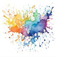 Colourful watercolour splatter design with rainbow colours vector