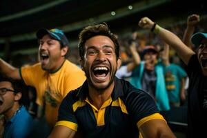 Cricket aficionados ecstatic as their team clinches a T20 match photo