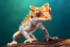 muy linda crestado geco en naturaleza, nacional geografía, amplio vida animales ai generado. foto