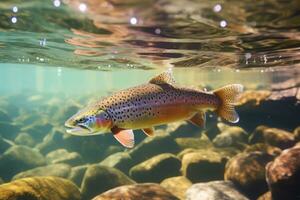 Trout in nature, national geography, Wide life animals. AI Generated. photo