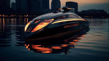 Boat of a beautiful Transportation with futuristic design. AI Generated. photo