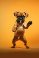 Very cute puppy Boxer in nature, national geography, Wide life animals. AI Generated. photo