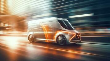 Van of a beautiful Transportation with futuristic design. AI Generated. photo