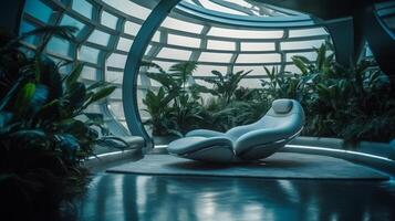 Solarium room of a beautiful futuristic design. AI Generated. photo