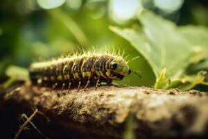 Caterpillar in nature, national geography, Wide life animals. AI Generated. photo