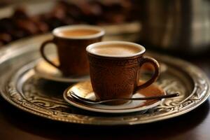 Close-up Turkish coffee, Coffee. AI Generated. photo