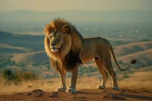 león en naturaleza, nacional geografía, amplio vida animales ai generado. foto