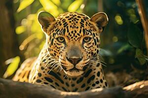 jaguar en naturaleza, nacional geografía, amplio vida animales ai generado. foto