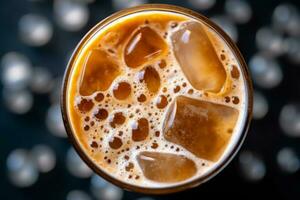 Close-up top view of ingredients Nitro Cold Brew, Coffee. AI Generated. photo