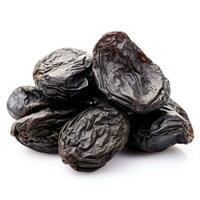 Dried Prunes isolated on white background photo