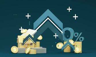 business growth arrow up digital on blue dark background. investment graph technology circuit to success. financial data technology strategy. market chart profit money and digital coin. 3d render photo