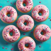 Delicious Donuts with Sprinkles on top tasty Dessert Sweets AI Generated photo