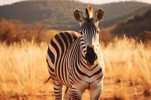 Zebra in nature, national geography, Wide life animals. AI Generated. photo