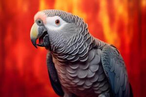 Very cute African grey parrot, in nature, national geography, Wide life animals. AI Generated. photo