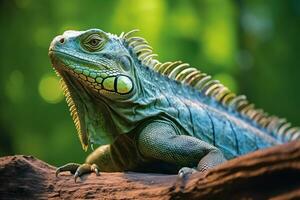 iguana en naturaleza, nacional geografía, amplio vida animales ai generado. foto