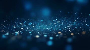 A close - up shot of sparkling bokeh particles in varying shades of blue, AI generated photo