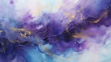 a cosmic dream abstract background with a celestial-inspired color palette, featuring shades of deep blues, purples, and splashes of shimmering gold or silver, AI generated photo