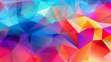 Design a vibrant abstract background with overlapping geometric shapes in various bright colors, AI generated photo