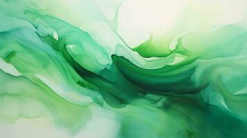 various shades of green, from vibrant emerald to soothing mint  fluid shapes in your abstract background, AI generated photo