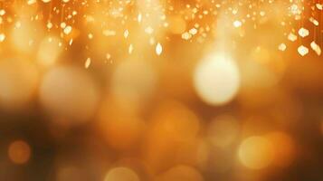 shiny gold abstract blurred bokeh lights background, AI generated photo