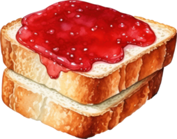 Bread with jam watercolor. AI Generated png