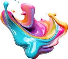 Abstract 3d colorful fluid shape. png
