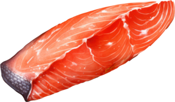 Sliced salmon watercolor illustration. AI Generated png