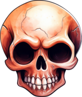 Halloween Skull watercolor illustration. AI Generated png