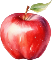 rojo manzana acuarela ilustración. ai generado png