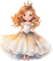 Cute princess girl watercolor illustration. AI Generated png