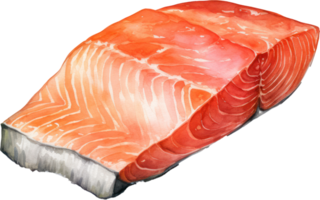 Sliced salmon watercolor illustration. AI Generated png