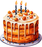 Halloween cake watercolor illustration. AI Generated png