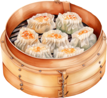 Dim sum watercolor illustration. AI Generated png