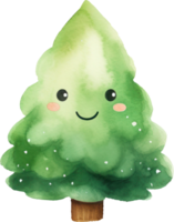 Natale albero cartone animato acquerello. ai generato png