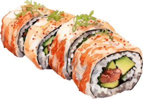 Sushi rollen Aquarell Illustration. ai generiert png