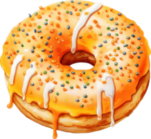 Halloween donut watercolor illustration. AI Generated png