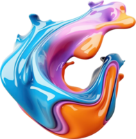 Abstract 3d colorful fluid shape. png