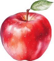 rojo manzana acuarela ilustración. ai generado png