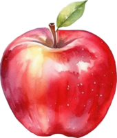 rojo manzana acuarela ilustración. ai generado png