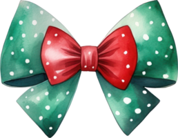 Christmas red green bow watercolor. AI Generated png