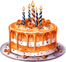 Halloween cake watercolor illustration. AI Generated png