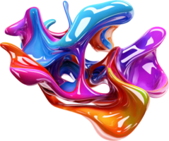 Abstract 3d colorful fluid shape. png