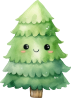 Christmas tree cartoon watercolor. AI Generated png