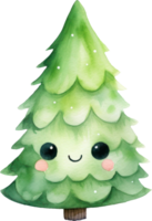 Christmas tree cartoon watercolor. AI Generated png