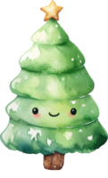 Christmas tree cartoon watercolor. AI Generated png