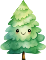 Christmas tree cartoon watercolor. AI Generated png