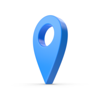 Blue Locator mark of map and location pin or navigation icon sign on white background with search concept. 3D rendering. png