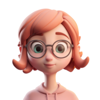 3d icona avatar donna illustrazione di sorridente contento ragazza. cartone animato vicino su ritratto persone di in piedi adolescente su isolato su trasparente png sfondo. generativo ai